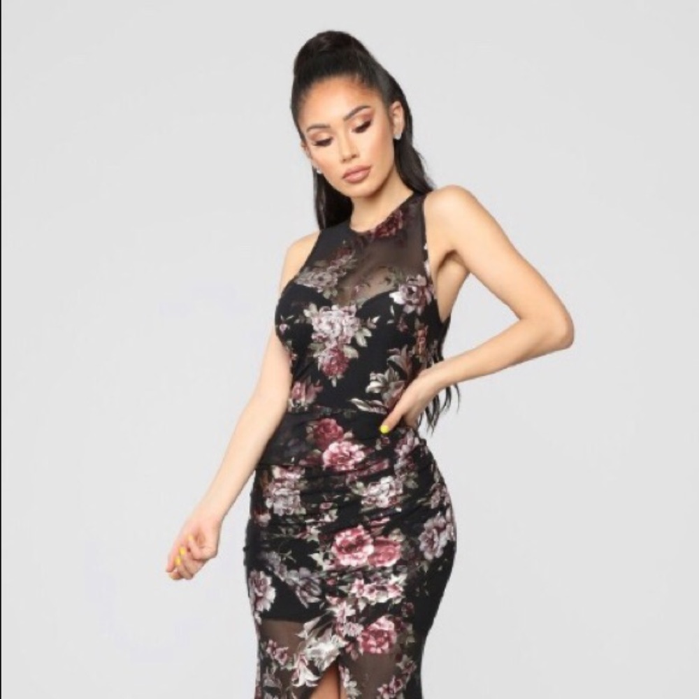 Brand new black and floral maxi dress